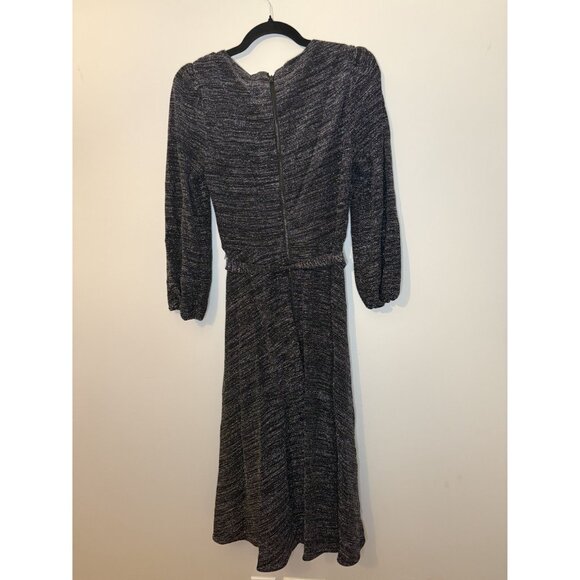 Alice + Olivia Coco Metallic Midi Dress Silver Black Sz 6 $350 [jb] - Picture 10 of 12